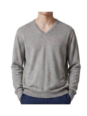 Grayson & Dunn Mens Size L Gray V-Neck Cotton Sweater F1330